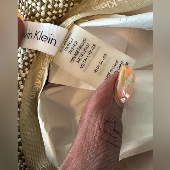 Calvin Klein Straw Sun Hat with Gold Highlights - EUC - Picture 2 of 9